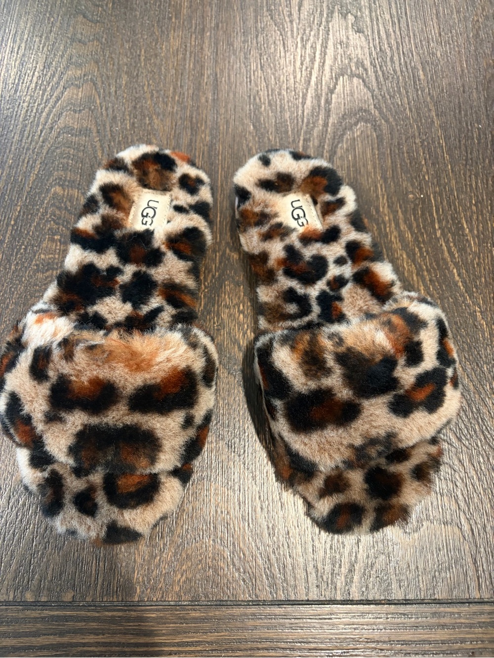 UGG Women's Leopard Faux-Fur Slide Slippers - Brown Black Cream